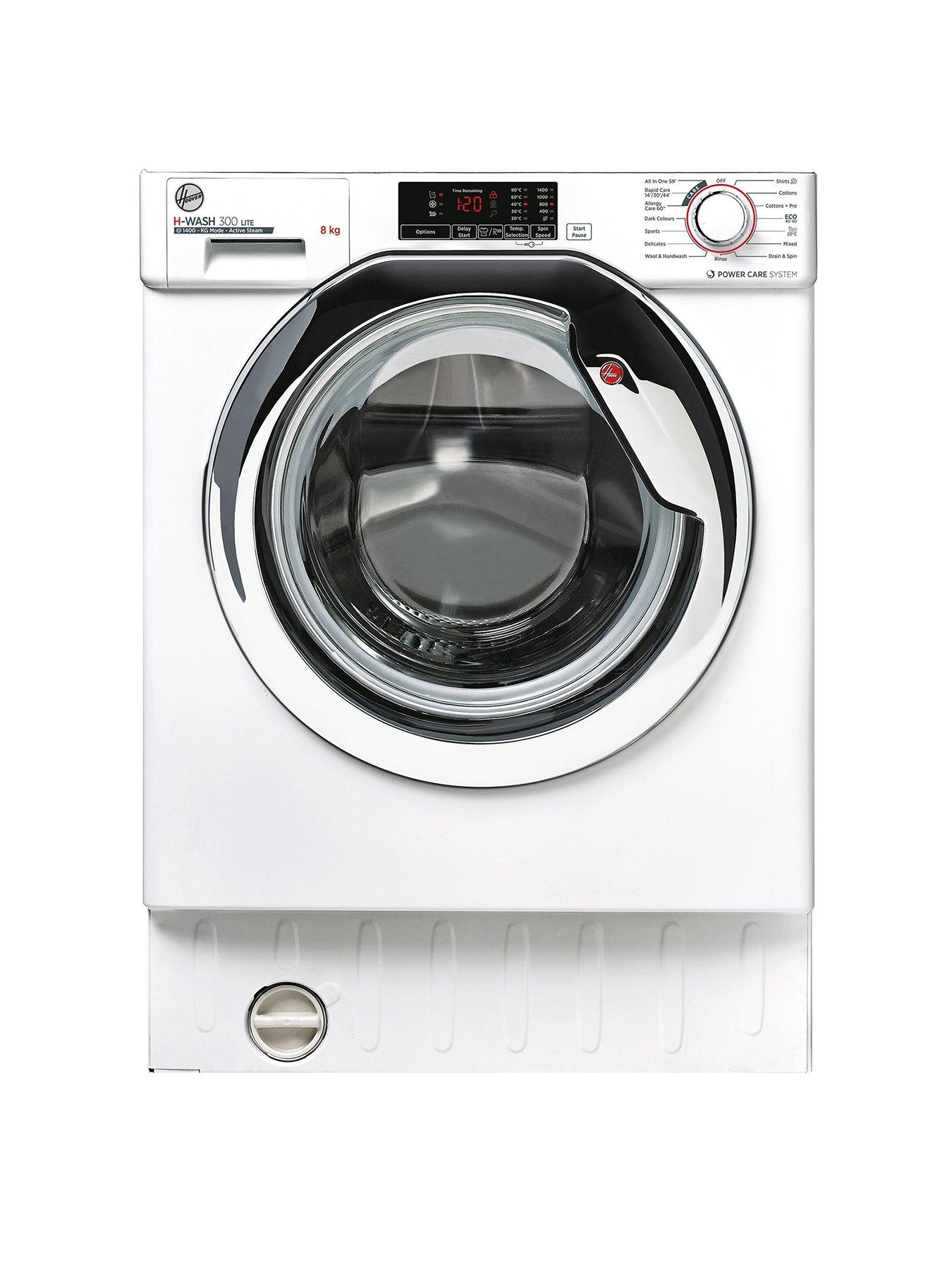  image of hoover-h-wash-300-hbws48d1ace-8kgnbspload-1400rpm-spin-integrated-washing-machine-quicknbspwashes-hygiene-cycles-16-programmes--nbspwhite-with-chrome-door