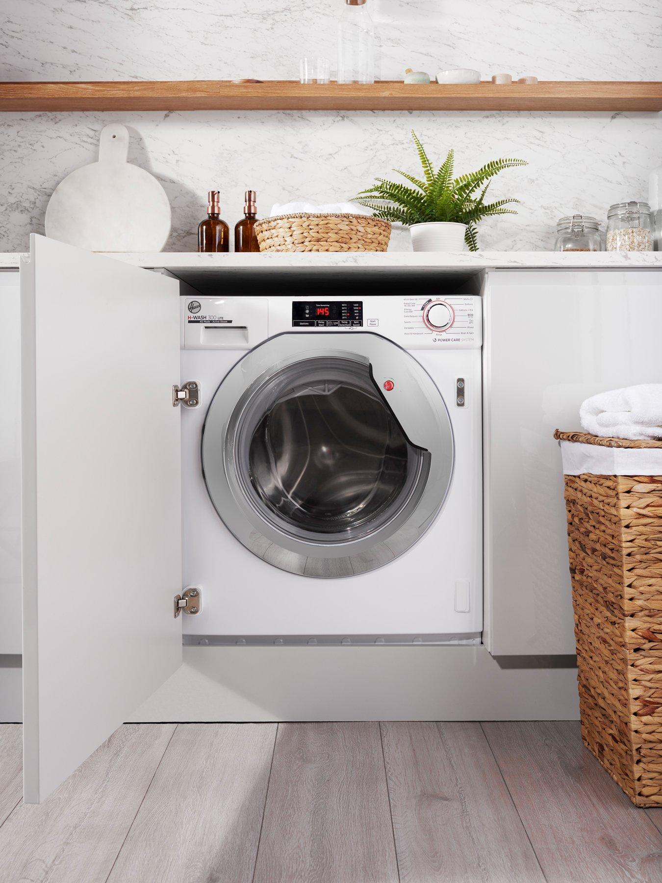  image of hoover-h-wash-300-hbws48d1ace-8kgnbspload-1400rpm-spin-integrated-washing-machine-quicknbspwashes-hygiene-cycles-16-programmes--nbspwhite-with-chrome-door