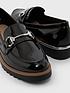  image of new-look-patent-metal-trim-chunky-rounded-loafers-black