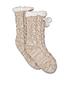  image of ugg-pom-pom-fleece-lined-crew-sock-cream
