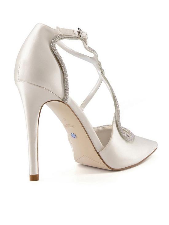 stillFront image of dune-london-committed-bridal-diamanteacute-cross-strap-wedding-shoes-ivory