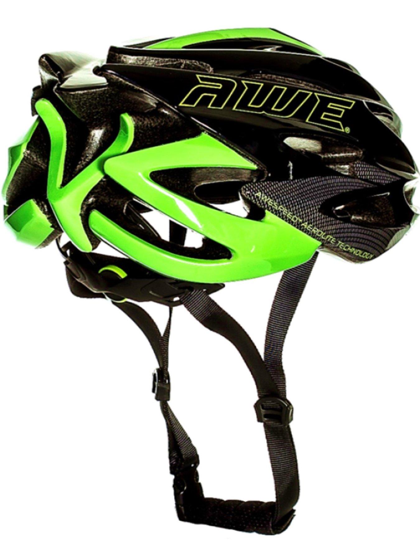  image of awe-awespeed-in-mould-adult-mens-road-cycling-helmet-58-61cm-blackgreencarbon