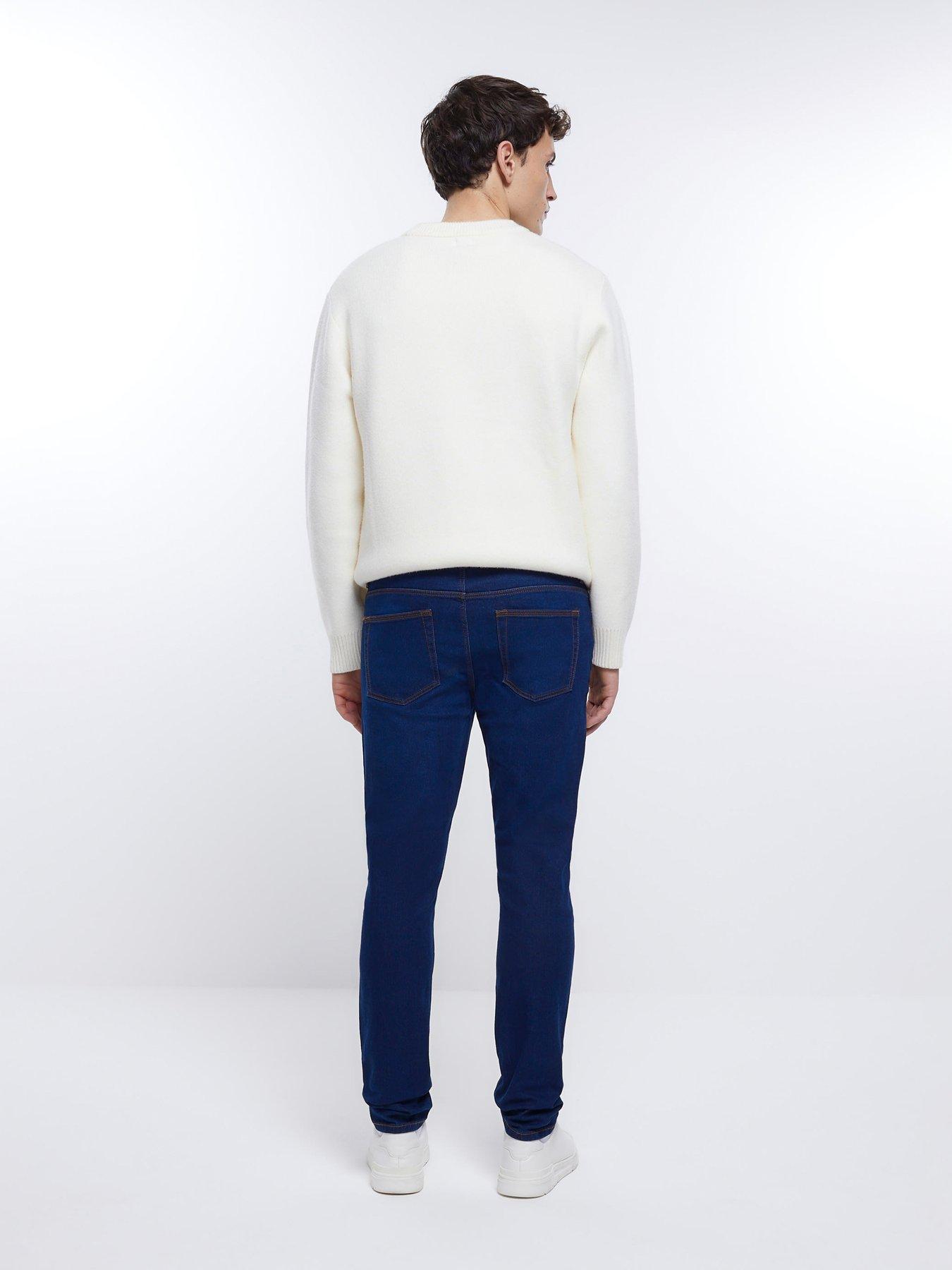  image of river-island-skinny-battenburg-dark-denim-blue