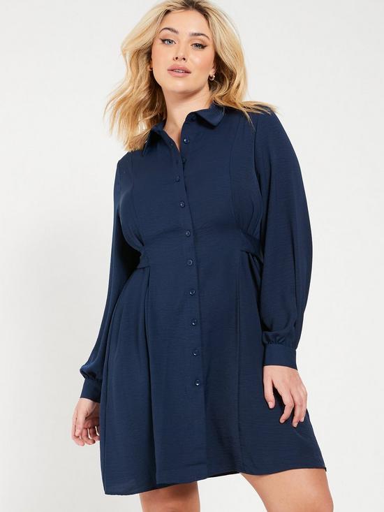 front image of everyday-tie-side-skater-dress-navy