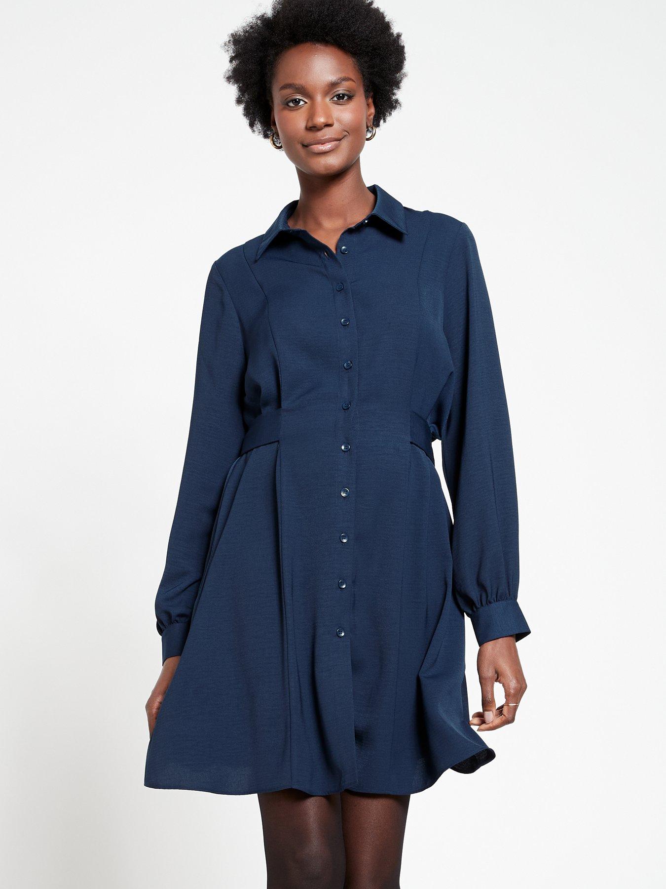  image of everyday-tie-side-skater-dress-navy