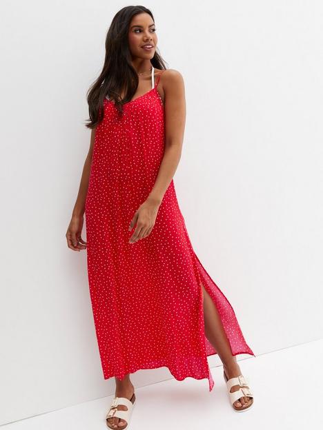 new-look-red-spot-strappy-maxi-beach-dress