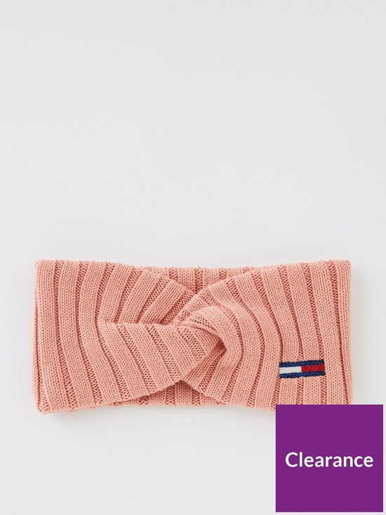 front image of tommy-jeans-flag-headband-pink