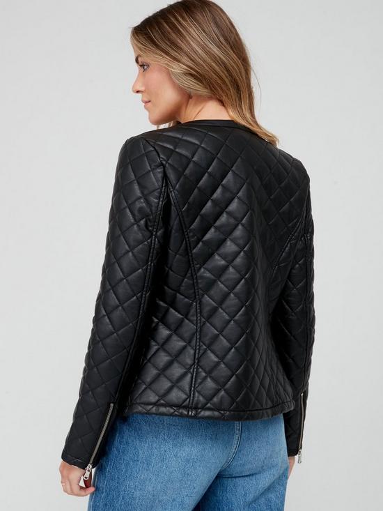 stillFront image of v-by-very-quilted-pu-jacket-black