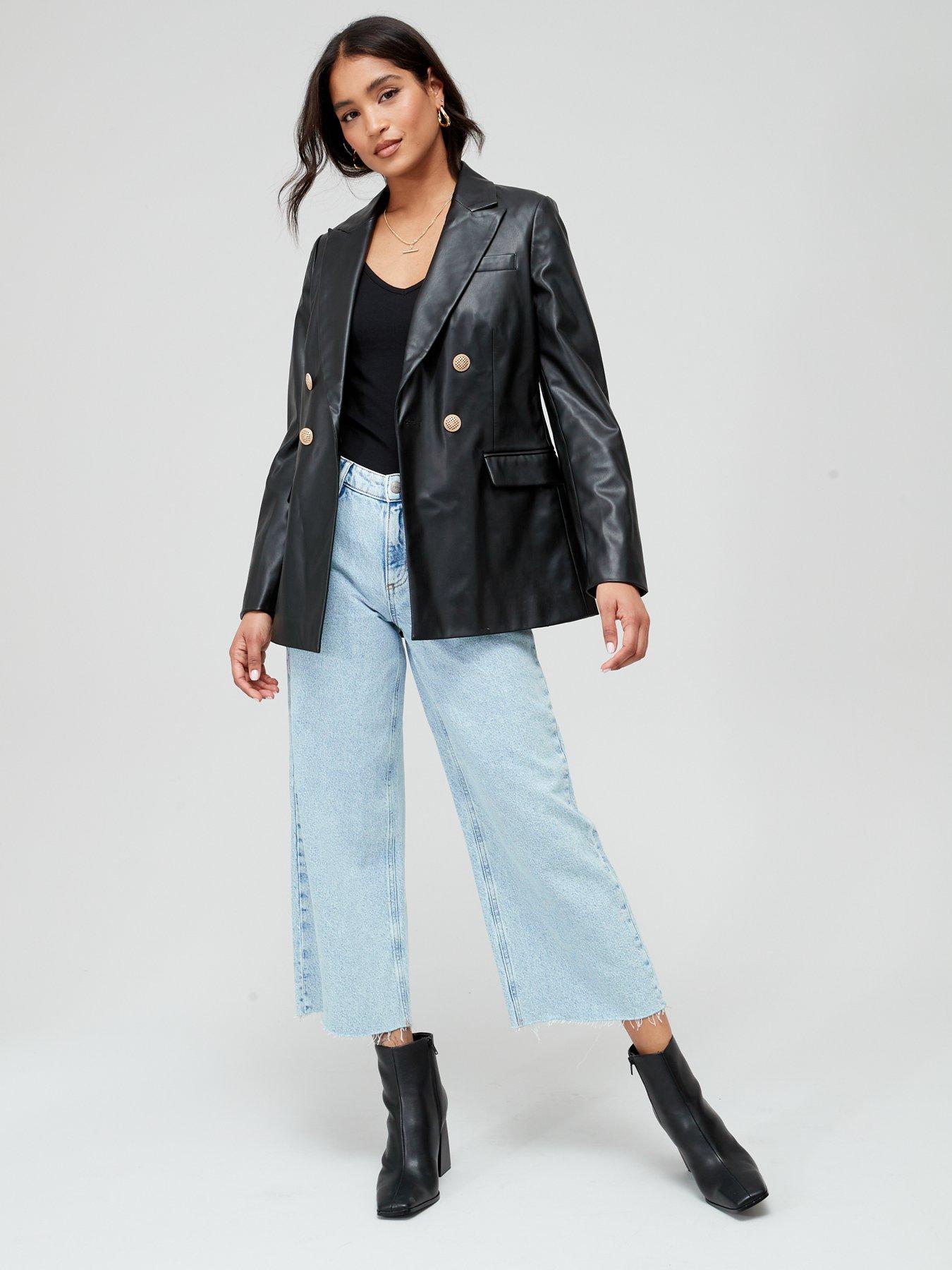  image of v-by-very-pu-military-blazer-with-gold-buttons-blacknbsp