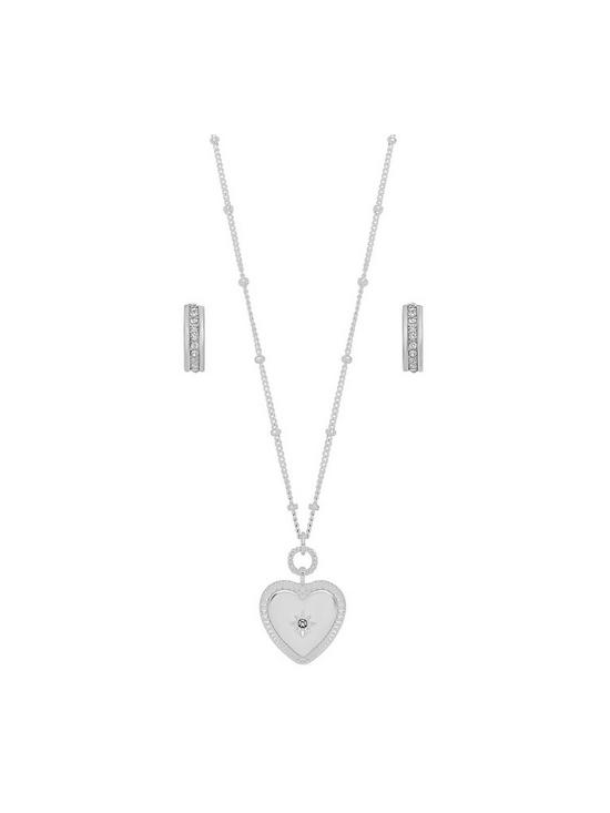 stillFront image of mood-silver-crystal-celestial-heart-charm-pendant-and-earring-set