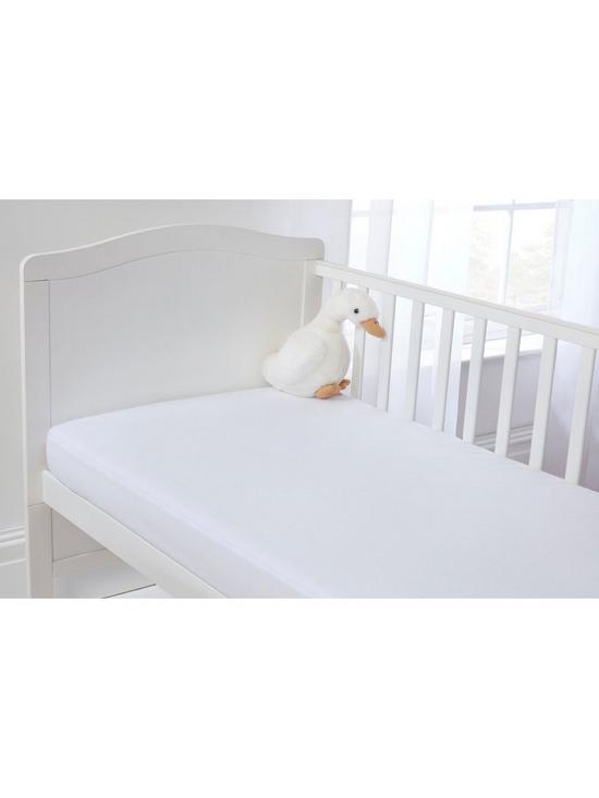 stillFront image of clair-de-lune-micro-fresh-waterproof-terry-towelling-cot-bed-mattress-protector-white