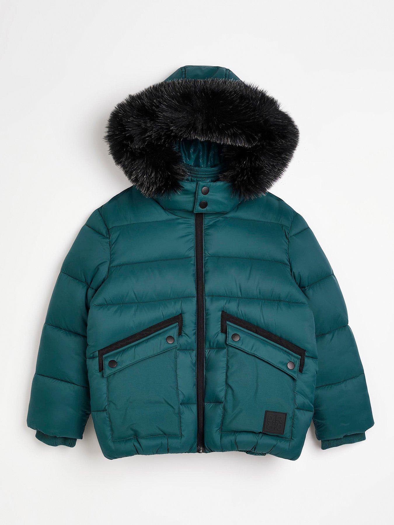 River island fur hot sale hood coat