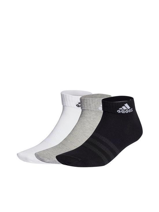 front image of adidas-3-pack-ankle-socks-greywhite