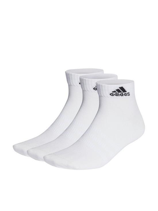 front image of adidas-essentials-3-pack-ankle-trainer-socks-whiteblack
