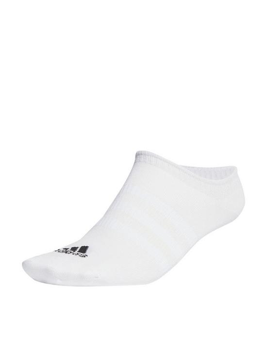 front image of adidas-3-pack-no-show-socks-whiteblack