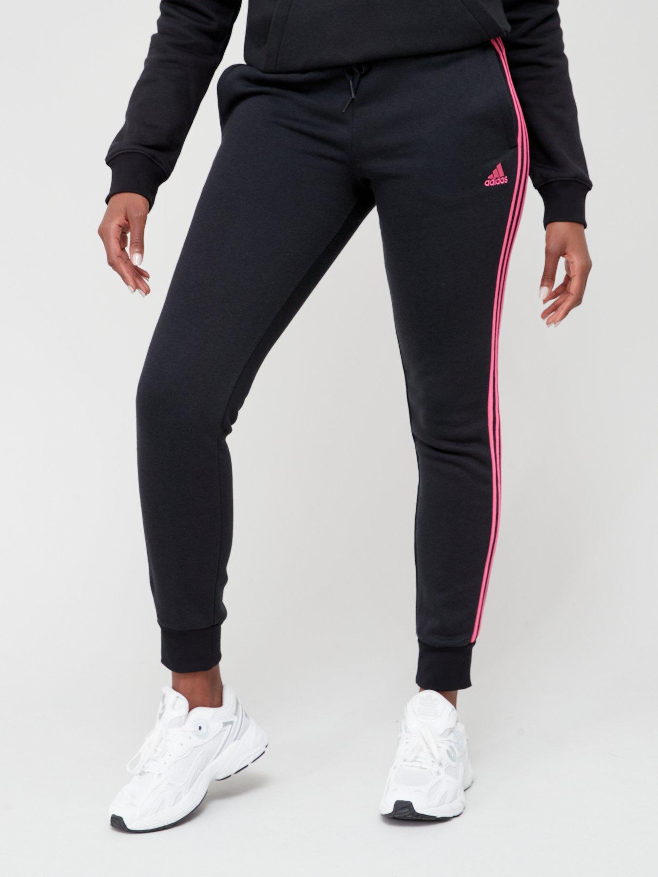 adidas Sportswear 3 Stripe Jogger Black Pink littlewoods