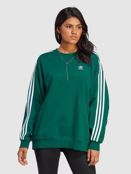 front image of adidas-originals-adicolor-oversized-sweatshirt-dark-green