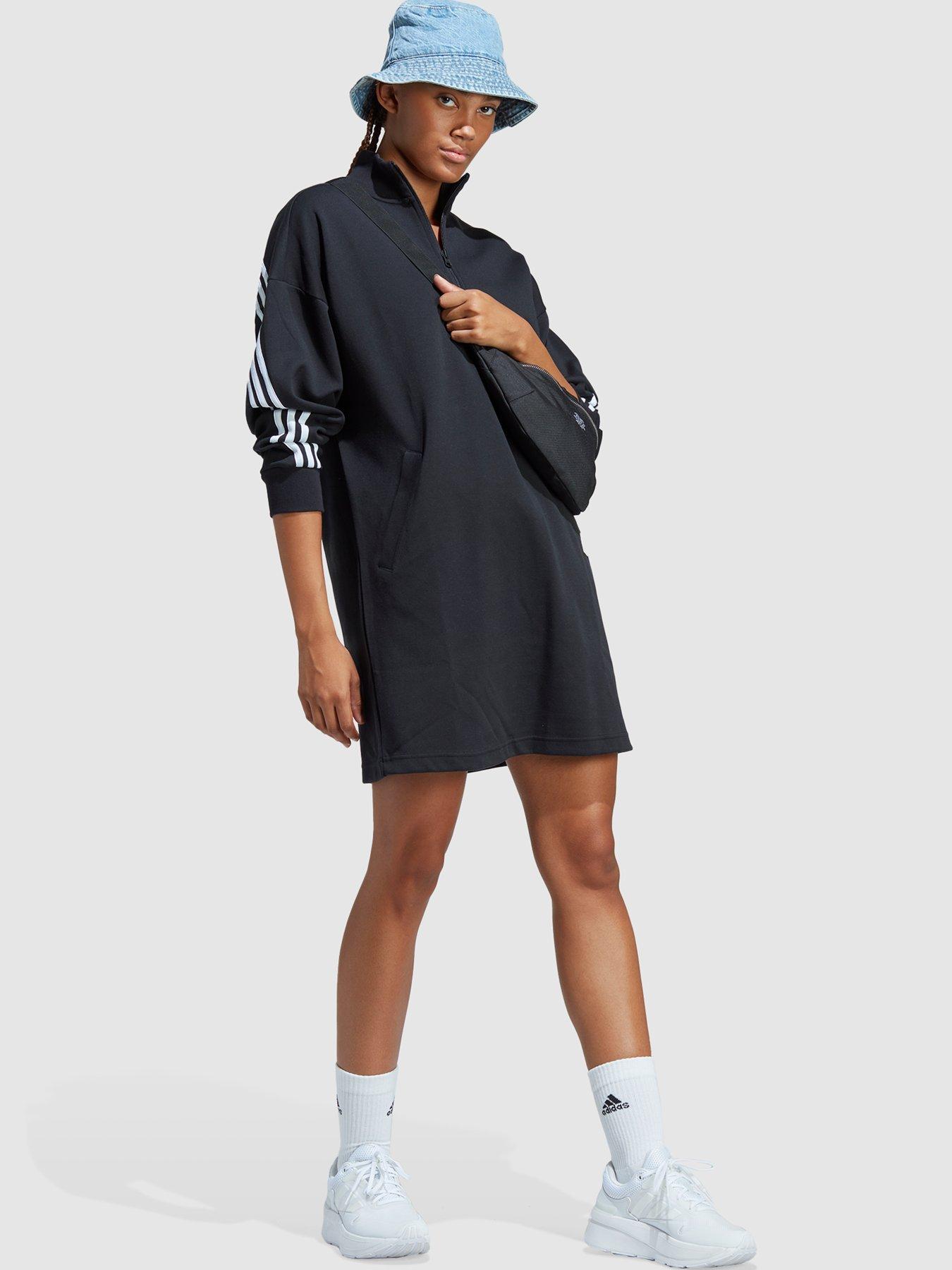 adidas Sportswear Future Icons 3 Stripe Jumper Dress Black littlewoods