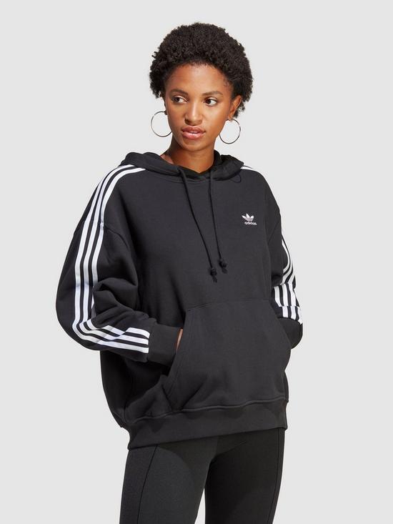 front image of adidas-originals-adicolor-sweatshirt-hoodie-black