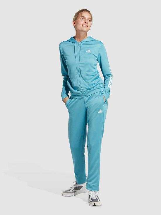 front image of adidas-sportswear-linear-tracksuit-blue