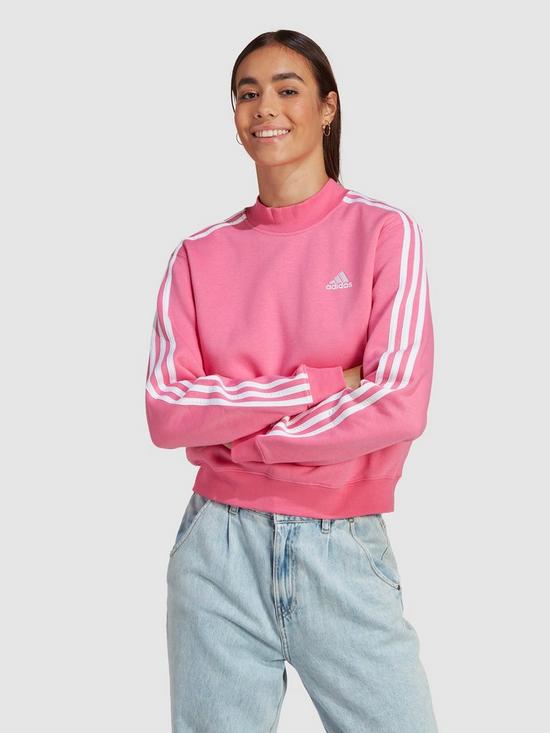front image of adidas-sportswear-3-stripe-sweat-pink