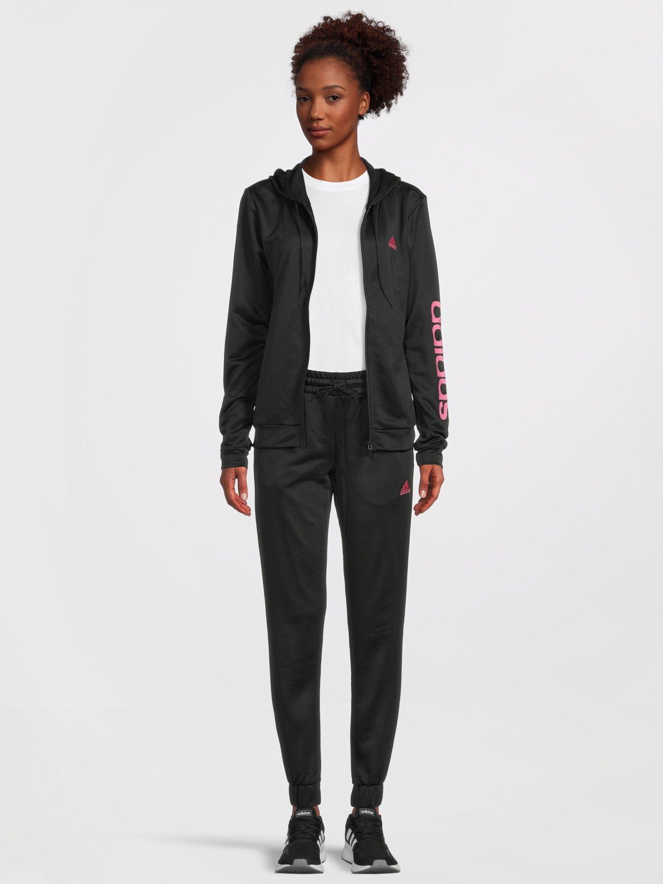 adidas Sportswear Linear Tracksuit Black Pink littlewoods