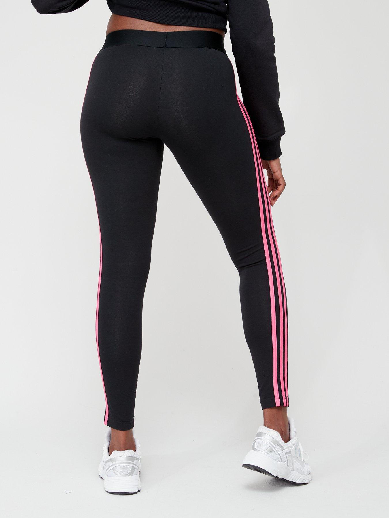 adidas Sportswear Womens Stripe Leggings Black/Pink Littlewoods