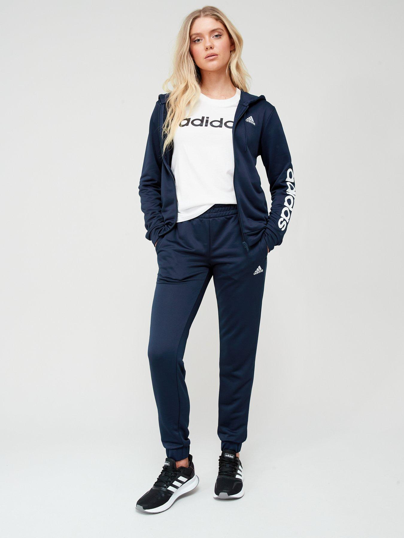 adidas Sportswear Womens 3 Stripe Tracksuit - Black/White