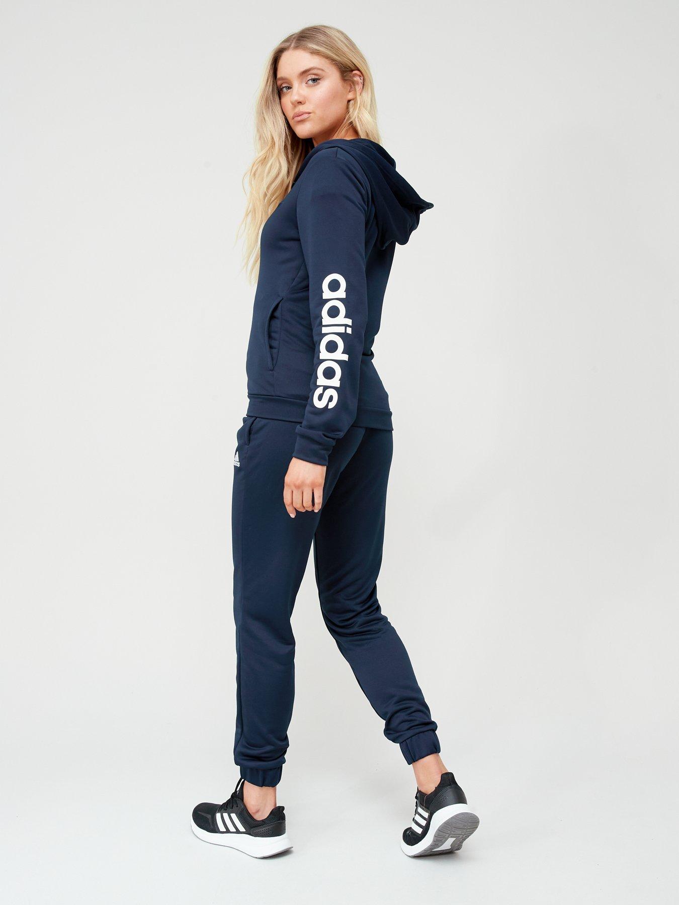 stillFront image of adidas-sportswear-womens-linear-tracksuit-navy