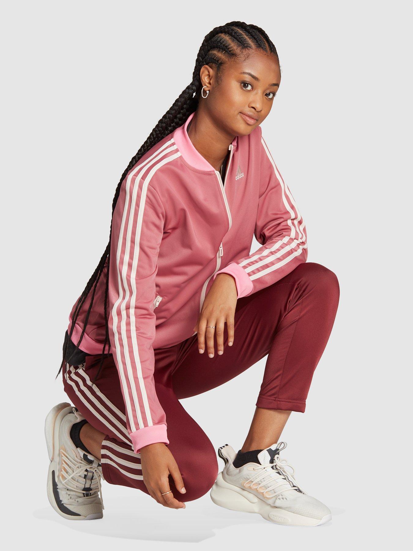 adidas Sportswear Essentials Tracksuit - Pink/Red | littlewoods.com