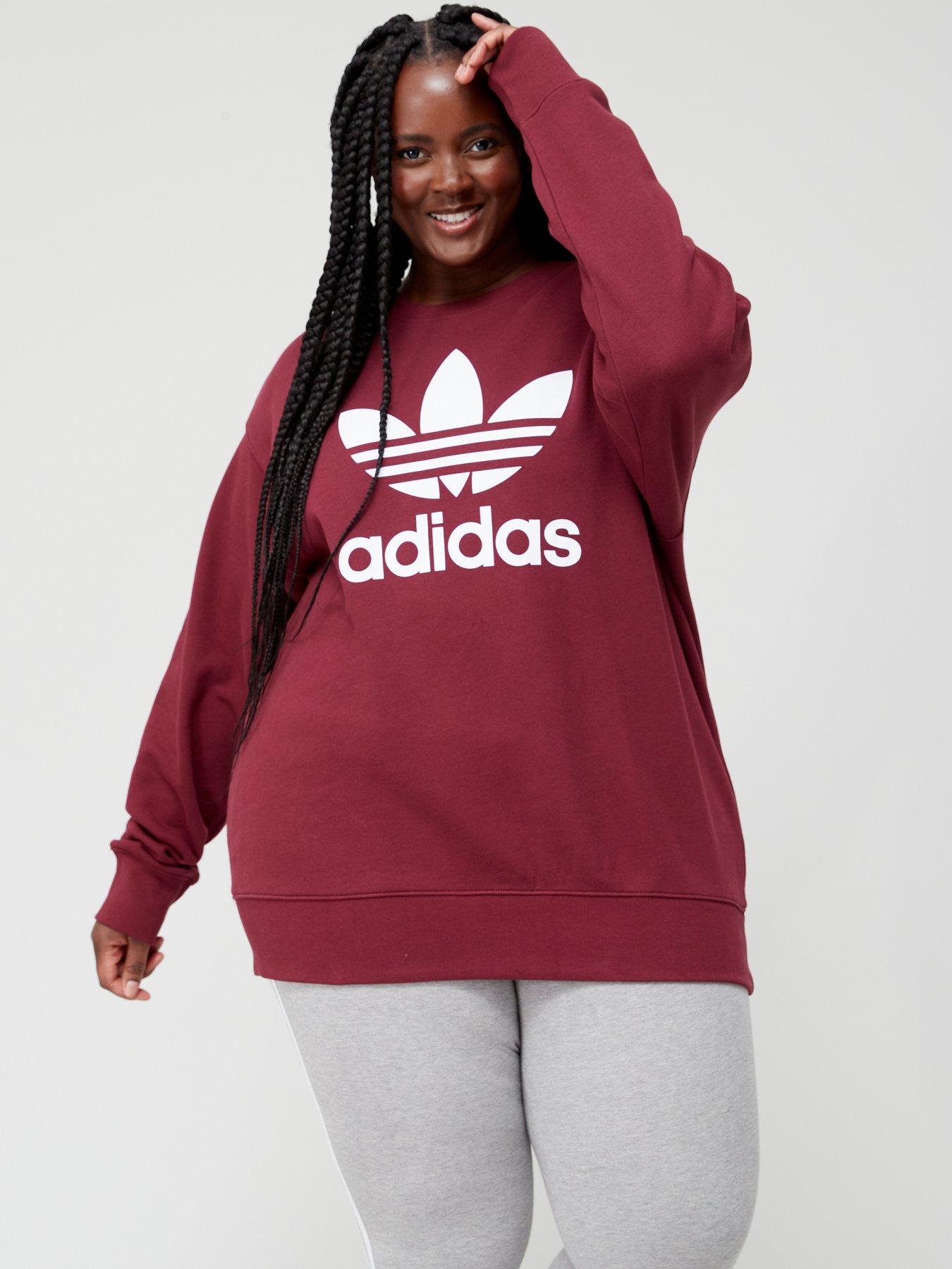 adidas Originals Women's Originals Adicolor Pullover Sweatshirt - Plus Size - Red