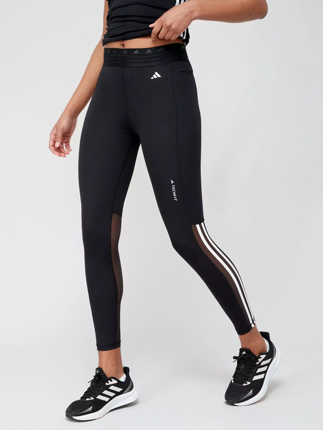 Buy adidas Womens Techfit 3-Stripes Tight Leggings Medium Grey Heather/Black