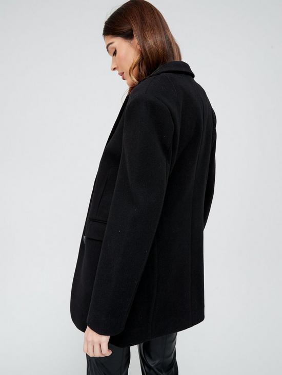 stillFront image of v-by-very-longline-blazer-coat-with-shoulder-pad-black