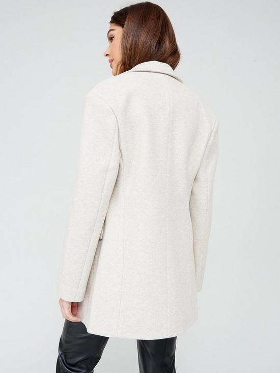 stillFront image of v-by-very-x-style-fairy-longline-blazer-coat-with-shoulder-pad-oatmeal