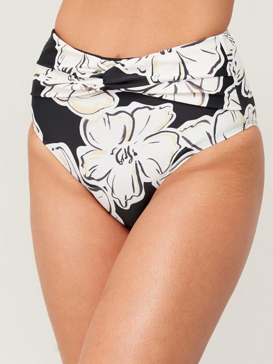 front image of v-by-very-shape-enhancing-twist-front-high-waisted-bikini-briefs-blackwhite
