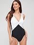  image of v-by-very-shape-enhancing-twist-front-swimsuit-blackwhite