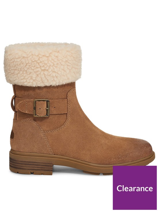 front image of ugg-harrison-cuff-calf-boots-chestnut