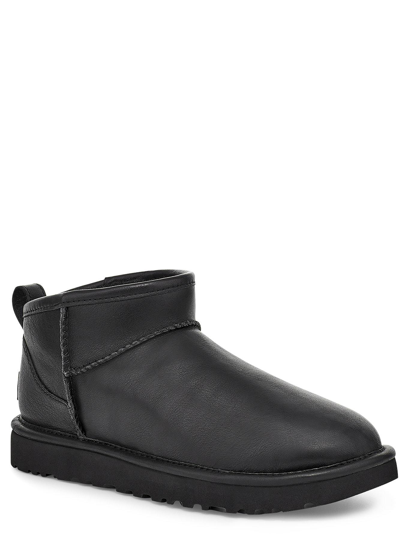 UGG Classic Ultra Mini Leather Ankle Boots Black littlewoods