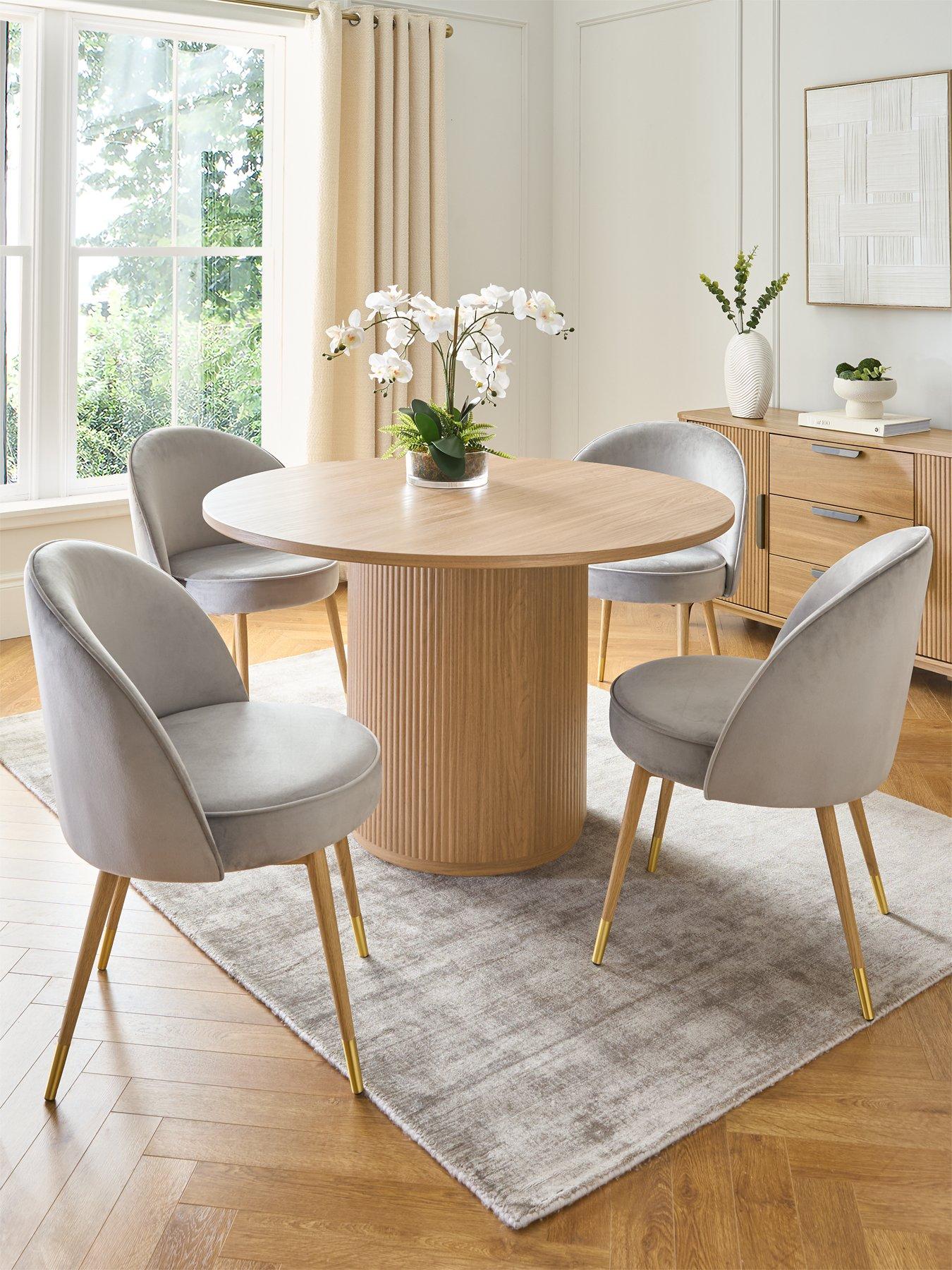 Very Home Carina 120 cm Round Dining Table Chairs Oak/Grey
