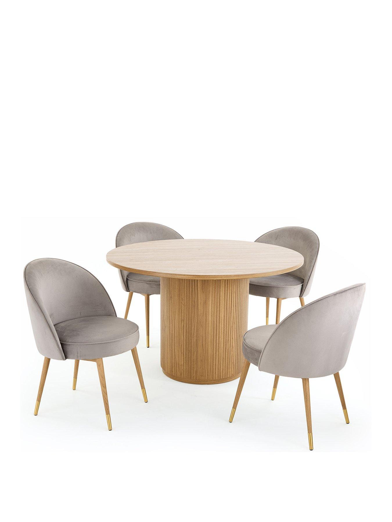  image of very-home-carina-120-cm-round-dining-table-nbsp4-chairs-oakgrey