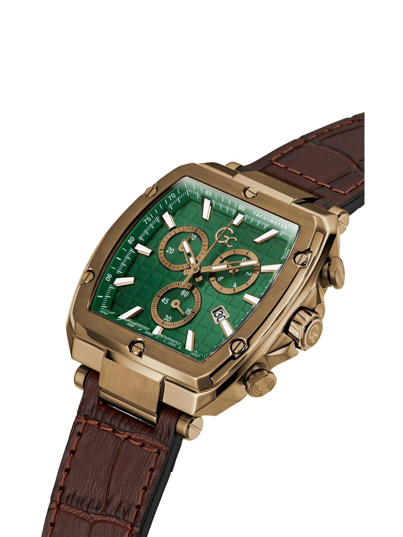  image of gc-spirit-tonneau-genuine-leather-mens-swiss-watch