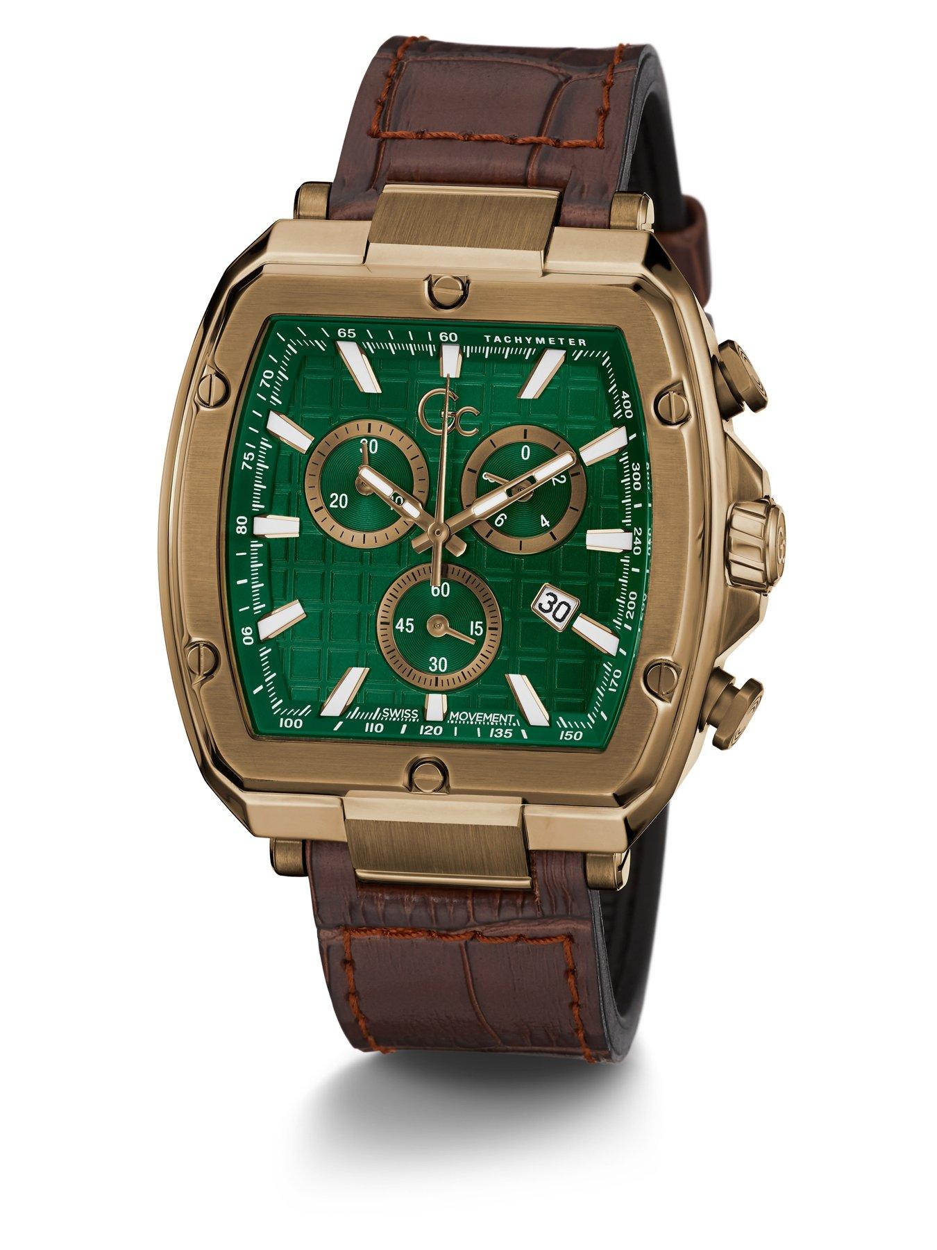  image of gc-spirit-tonneau-genuine-leather-mens-swiss-watch