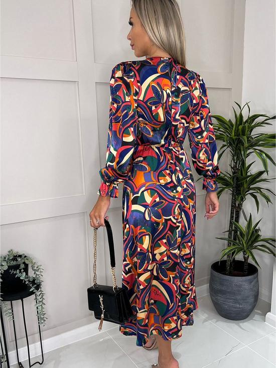 stillFront image of ax-paris-multi-colour-wrap-midi-dress