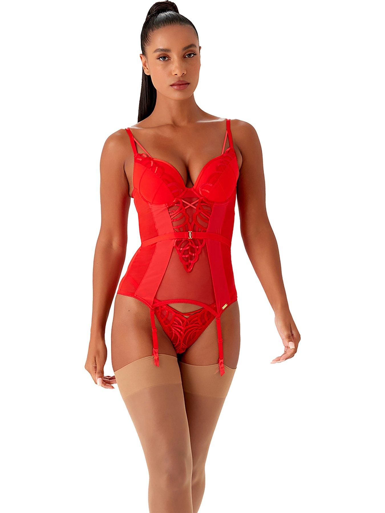 Red, Basques & bodies, Lingerie, Women