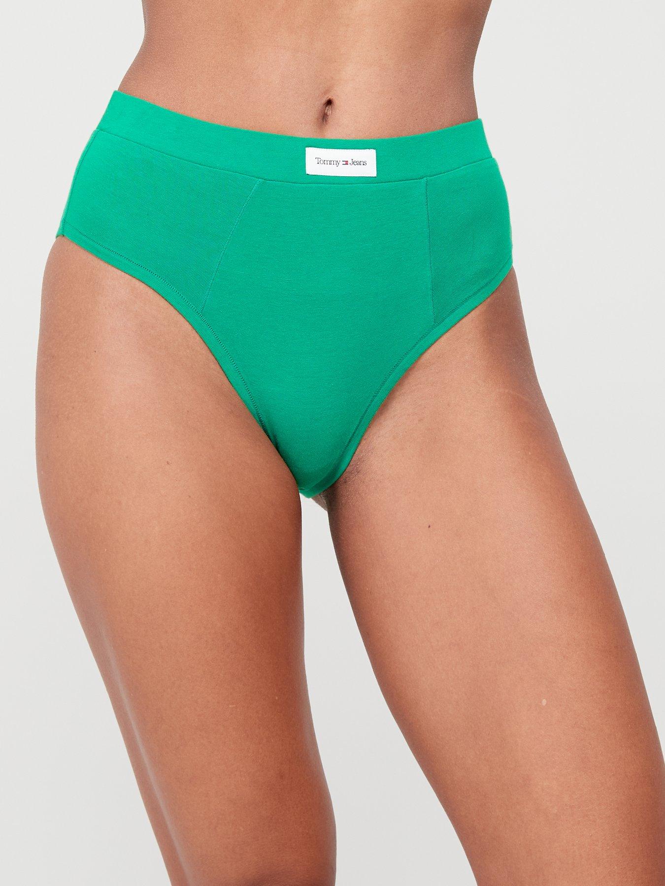  image of tommy-jeans-high-rise-tanga-brief-green
