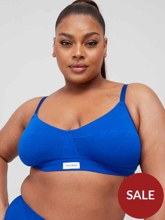 front image of tommy-jeans-unlined-bralette-curve-blue