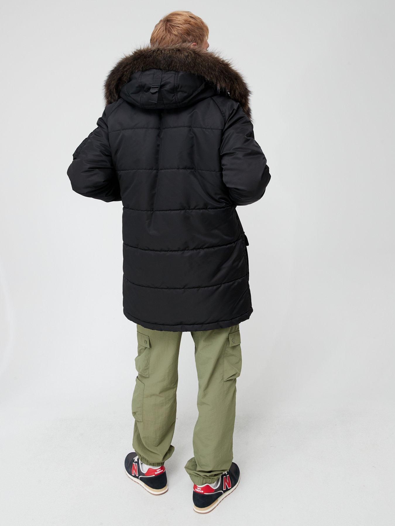 stillFront image of superdry-vintage-logo-chinook-parka-jacket-blacknbsp