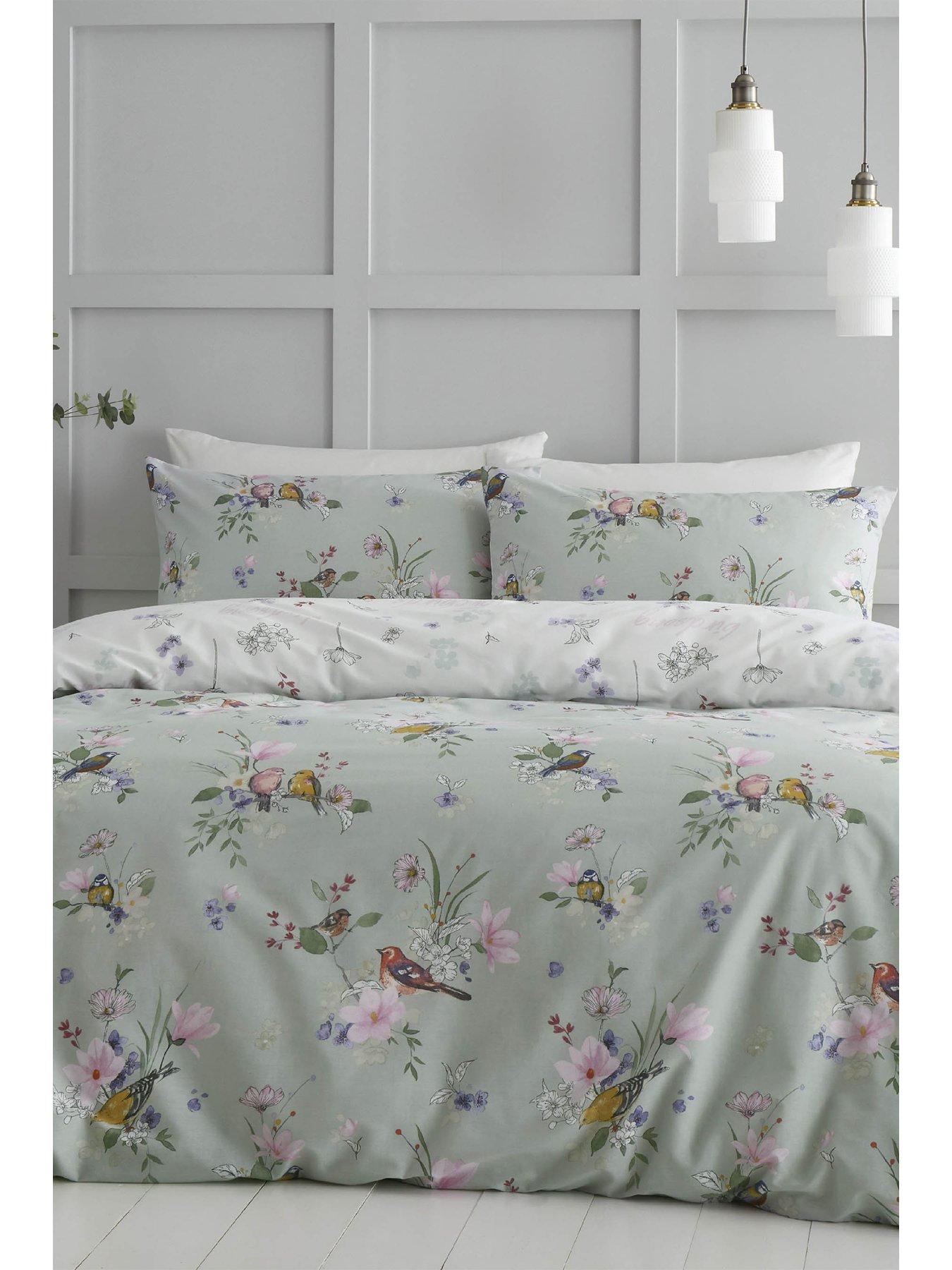 undefined Songbird Reversible Duvet Cover Set Sage Green - Db