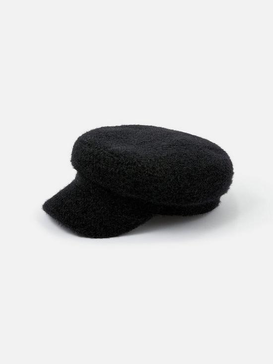 stillFront image of accessorize-fluffy-sparkle-baker-boy-hat-blacknbsp