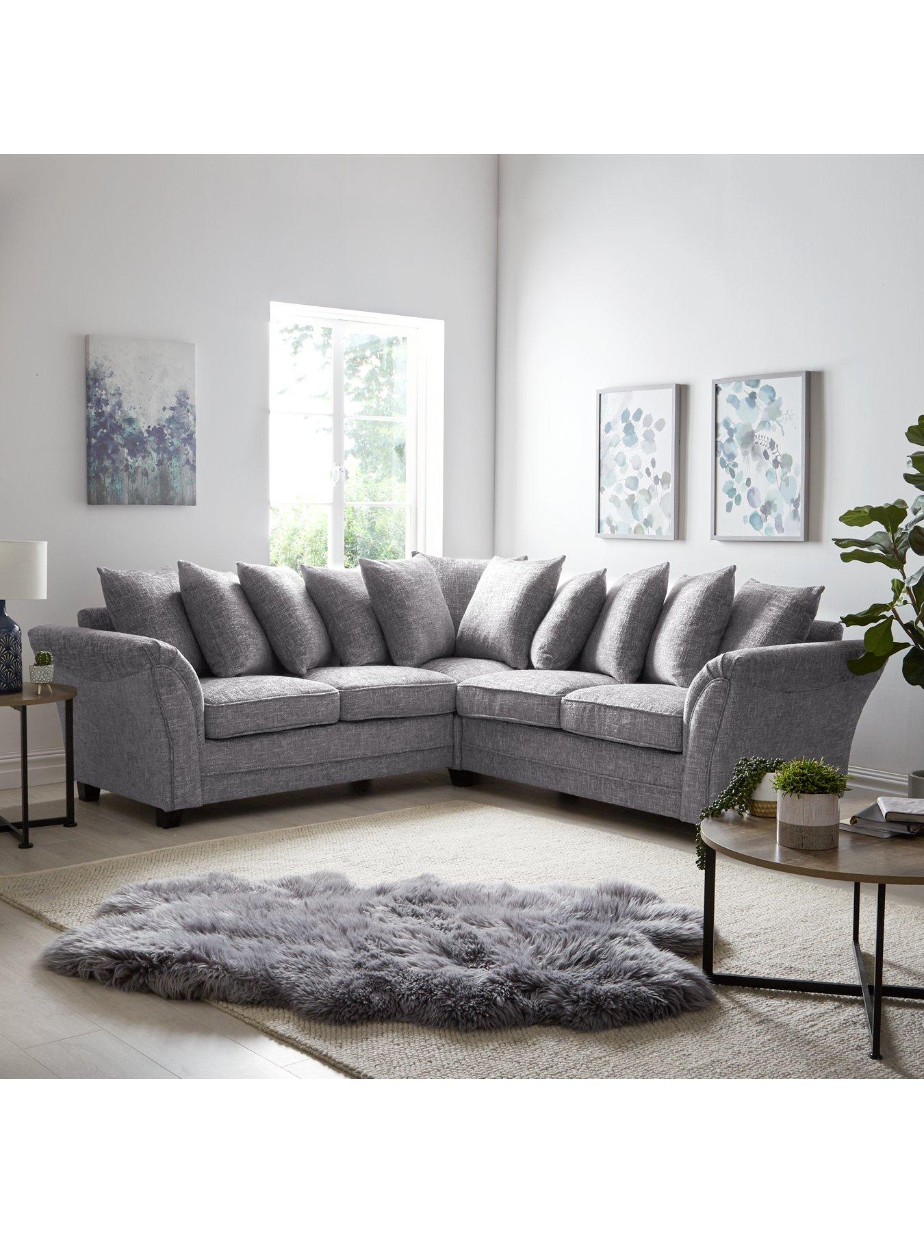Image 1 of 6 of The Very Collection Dury Chunky Weave Corner Group Sofa&nbsp;- Grey&nbsp;- FSC&reg; Certified